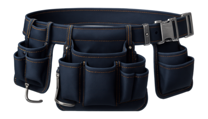 Multi-pocket tool belt designed for carrying essential tools at construction sites.