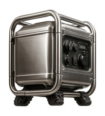 Durable, weatherproof generator with a stainless steel frame for outdoor events.