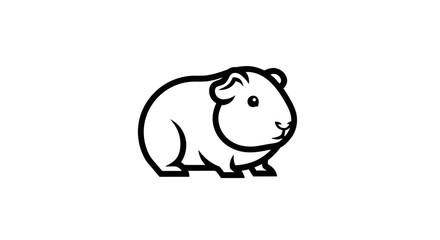 A minimalist line art illustration of a guinea pig in a side view, on a white background