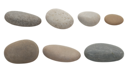 smooth stones. Isolated on transparent background, png