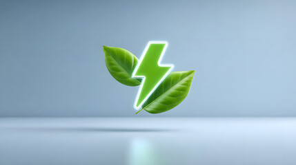 Green lightning eco energy leaf sustainability renewable power icon glowing green nature. Green lightning eco energy leaf sustainability renewable power icon glowing green nature symbol