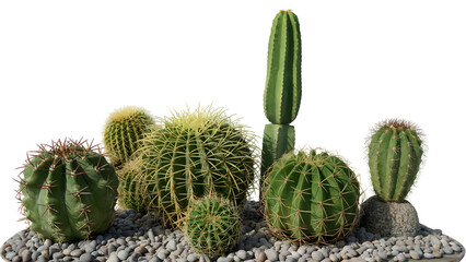 collection of cacti in a desert setting . Isolated on transparent background, png