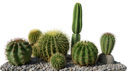collection of cacti in a desert setting . Isolated on transparent background, png