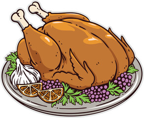 Roasted turkey food cartoon 