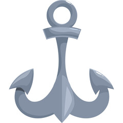 Silver Anchor Nautical Symbol Nautical Maritime Marine Vector Illustration Isolated On Transparent Background