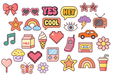 Retro Kawaii Icon Set | Vintage Aesthetic Clipart Collection