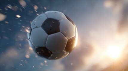 Fototapeta premium realistic football in motion with blurred background effect