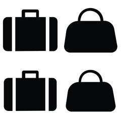 Luggage Silhouette Vector Set, Travel Bag and Suitcase Icon Collection for Vacation and Tourism Design
