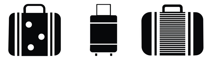 Luggage Silhouette Vector Set, Travel Bag and Suitcase Icon Collection for Vacation and Tourism Design