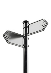 An empty signpost showing two directions with arrows, isolated on transparent background	
