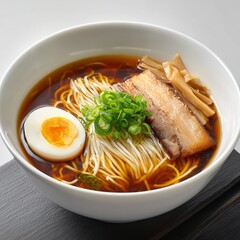 japanese shoyu ramen noodle with egg and chashu pork