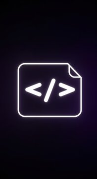 Coding file Icon: A simple icon of a coding file, perfect for representing software development and computer programming