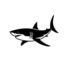 Obraz premium Vactor illustration vector art of silhouette of a shark swimming, side view