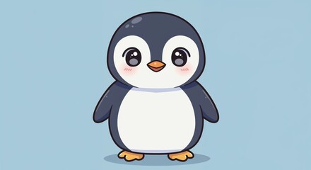 Obraz premium Charming Penguin: a cute penguin illustration with adorable features against a simple backdrop, perfect for playful themes