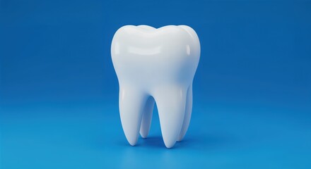 Strong and Pure: A solitary, pristine tooth stands out against a vivid blue backdrop, showcasing its radiant enamel and immaculate form.