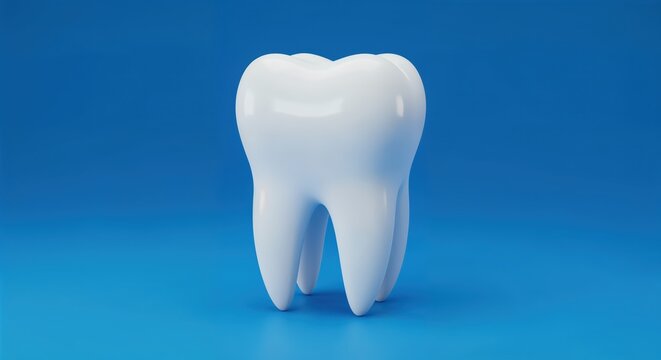 Strong and Pure: A solitary, pristine tooth stands out against a vivid blue backdrop, showcasing its radiant enamel and immaculate form.