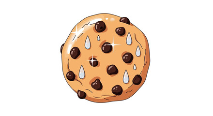 Delicious Chocolate Chip Cookie with Shiny Glaze and Droplets.