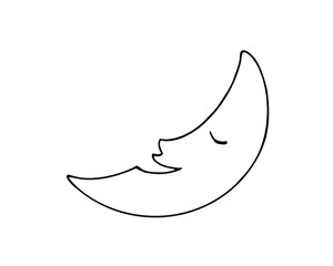 眠る三日月のシンプルな線画イラスト