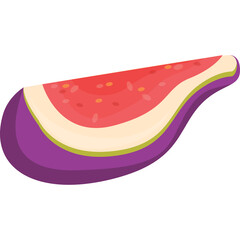 Slice Of Fig Fruit With Pink Flesh And Purple Skin Isolated On Transparent Background A Healthy Food Option