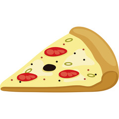 Slice Of Pizza With Pepperoni Olives And Green Peppers On A Transparent Background