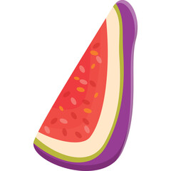 Slice of Ripe Fig Fruit With Red Flesh And Tiny Seeds Isolated On White Background Healthy Food Diet Ingredient