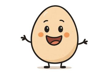 Cartoon egg character smiling and waving, showing a happy and friendly food illustration with transparent background