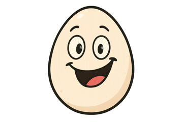 Fototapeta premium Happy smiling cartoon egg character showing joy, fun, and positive emotions. Mascot for food, breakfast, or easter concept