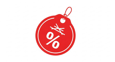 Obraz premium Red price tag with percentage sign and crossed out lines representing discount, sale, or special offer in retail