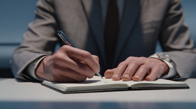 the person participating in a virtual meeting while taking notes