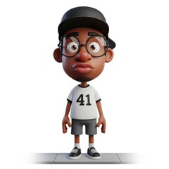 Illustration of cartoon boy with glasses isolated on white background