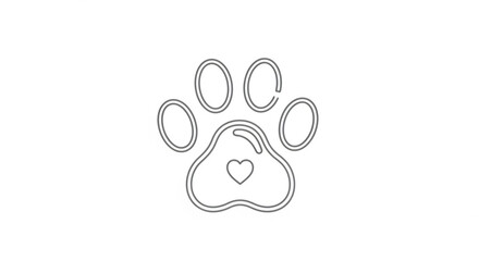 Illustration of a paw print with a heart inside, , symbolizing love for pets and animal welfare