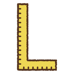 手書き風の単品アイコンイラスト　L字定規