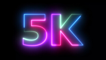 Vibrant Neon 5K Text Animation Bright Glowing Outline on Dark Background for Digital Content