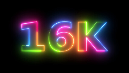 16K Neon Text Multicolored Glowing Outline Animation on Black Background Digital Banner