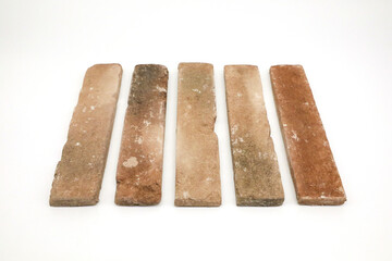 Close Up of Vintage Rustic Clay Tiles Texture on White Background