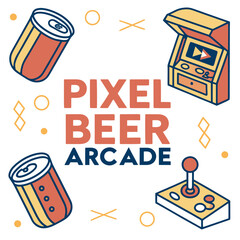 Pixel beer arcade on white background