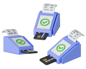 cartoon style Payment Terminal card reader 3D graphic
