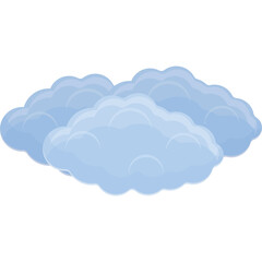 Soft Blue Cumulus Clouds Against Transparent Background Simple Cartoon Style Weather Element Isolated