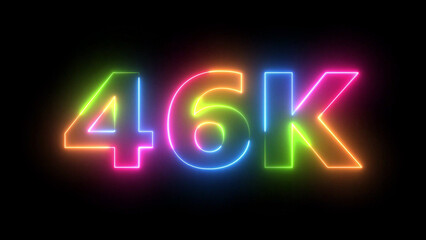 46K Neon Light Celebration on Black Background Vibrant Glowing Counter Numbers