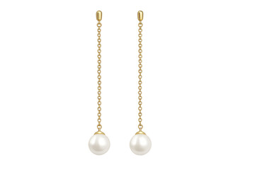 Pair of gold chain pearl dangle earrings