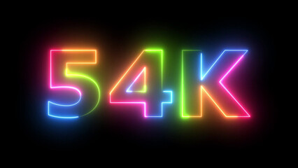 54K Neon Light Display Colorful Glowing Text on Dark Background Live Stream Counter