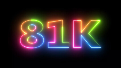 81K Neon Light Counter Fluorescent Gradient Glow Animation Black Background Vibrant Digits