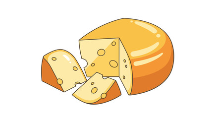 Delicious Swiss Cheese Wheel with Slices.