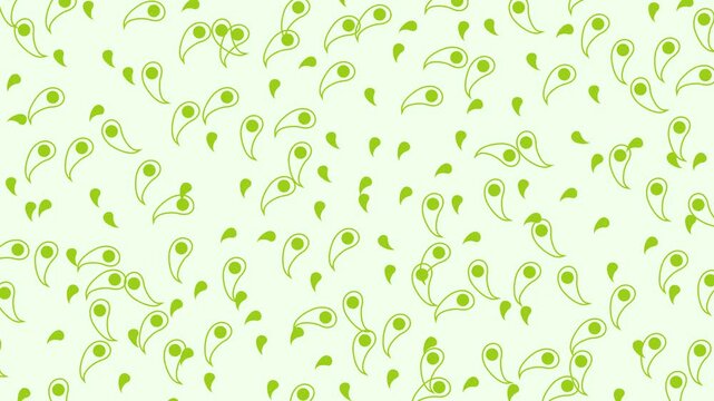 Simple paisley pattern Green Outline Floral Drop Shape Repetitive Background Pattern