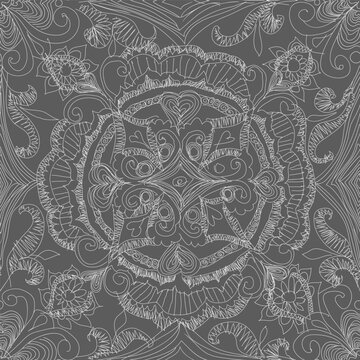 uneven round seamless gray pattern drawn by hand with  ballpoint pen.
Suitable for backgrounds, textile design, packaging, web design, scrapbooking paper
