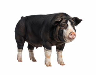 Black and White Pig Standing
