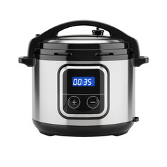 Electric Pressure Cooker with Digital Timer Isolated on White Background