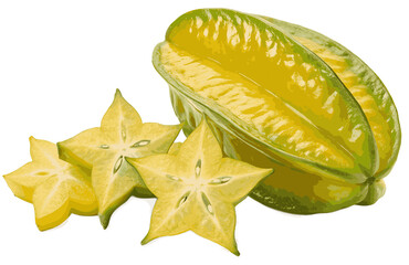 Fototapeta premium big starfruit on white