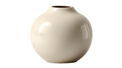 A minimalist cream-colored ceramic vase with a smooth, rounded form, displayed on a white background.