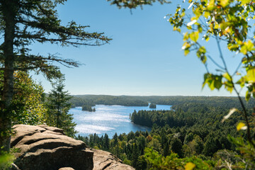 Scenic overlook of Algonquin Park’s natural beauty with vibrant forest and calm lakes. © Bryan S